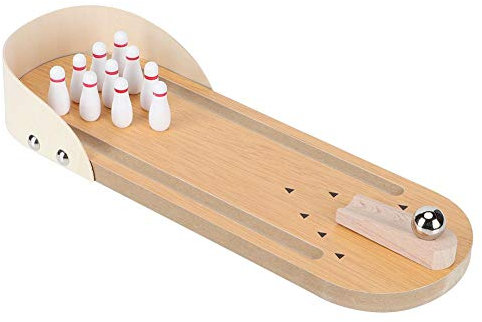Mini Bowling, Tisch Bowling Set, Skittles Spiel für Kinder, Tisch, Mini Bowling Spiel mit hölzernen Desktop Dekoration für Kinder, Game Skittles Game