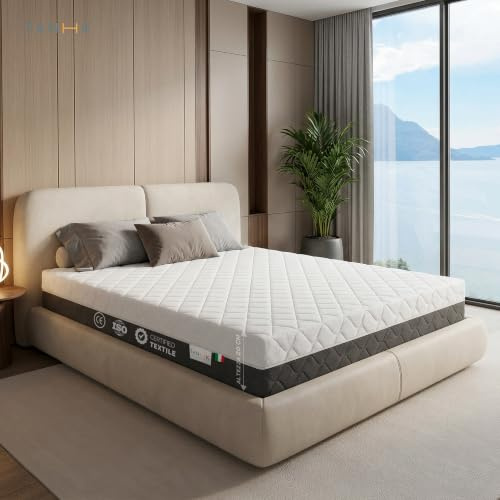 TANHK Materasso Singolo Memory Made in Italy | Ortopedico | Sistema di Alleviamento dei Punti di Pressione | Anallergico, Antibatterico e Antiacaro | Traspirante (Materasso Memory, 80 x 190)