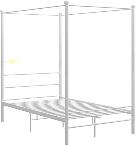 Susany Himmelssäng metallsäng, sängram, enkelsäng, ungdomssäng, sovrumssäng, vit metall, 140 x 200 cm