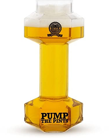 CKB LTD Bierglas mit Kurzhantel-Motiv, Dumbbell Hantel Biergläser großes Glas, transparent, 650 ml