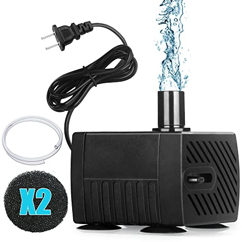 NEPTONION Submersible Pump 53GPH(200L/H) Fountain Pump Accessories kit, The Machine Parts of Neptonion Reptile Water Feeder, Includes 2.5W Aquarium Pump, 2 Carbon Foam and a Water Pipe
