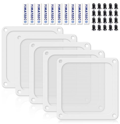 YIMATEECO Staubfilter PC 120mm Lüfterabdeckungen für Computer-Kühlerlüfter, Netzteil, Router, PVC 50 Maschen, Magnetischer Rahmen, PC-Kühler lüftergitter, Staubdicht(PVC PRO, 120 * 120mm, 5Stü, Weiß)