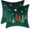 Tosleo 2 Stück Kissenbezug Weihnachten 60x60 cm Dekokissen Kissenhülle Grün Weihnachtsbaum Kissenbezüge Sofakissenbezüge für Sofa Wohnzimmer Schlafzimmer Festival Party Merry Christmas