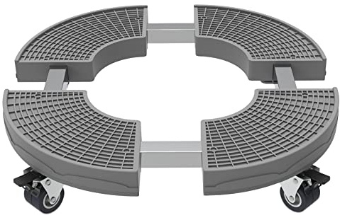 SMONTER Pflanzenroller Verstellbares Rollbrett (Ø 38-50cm) Rollbrett Schwerlast (Tragkraft 200kg) Blumenroller für Drinnen und Draußen Rutschfester Rollender Pflanzenständer mit Bremsen, Grau