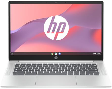 HP Chromebook 14a-nf0002sf Ordinateur Portable 14 HD, PC Portable (Intel Celeron N100, RAM 4 Go, eMMC 64 Go, Intel UHD Graphics, Chrome OS), Laptop Gris, Clavier AZERTY