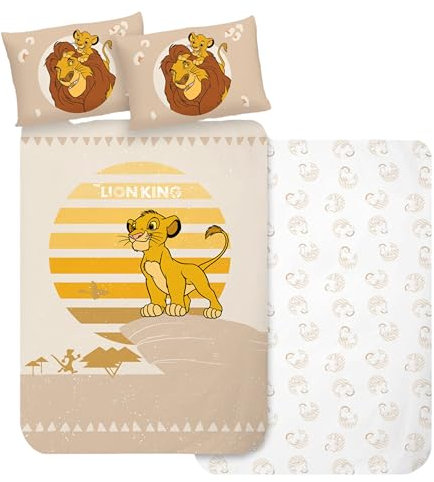 MTOnlinehandel Bettwäsche 100x135, Klein-Kinderbettwäsche Mädchen und Jungen Babybettwäsche König der Löwen, 100% Baumwolle, 1x Kissenbezug 40x60 + Bettbezug 100x135 (Simba)
