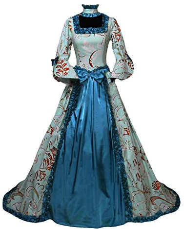 Vestido medieval para mujer, estilo rococó, Barock, vestido de fiesta del siglo 18, vestido renacentista, vestido de noche victoriano, carnaval, Halloween, princesa, A1 azul., M