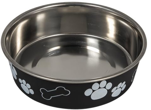 Jack and Vanilla, Gamelle en Acier Inoxydable Antidérapante pour Animaux, Design Élégant et Pratique, Capacité 750ml, Ø17cm, Noir, pour Toutes Races, Modèle Bon Appetit