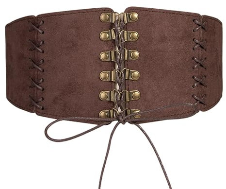 FDEETY Gürtel Damen Mode Echtes Leder Wildleder Elastischer Korsettgürtel mit Schleife ideal für Festtagsmode Abendveranstaltungen modebewusste Frauen(Braun)