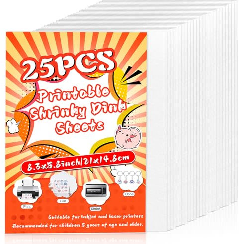 WOOWAIR 25 Stücks Schrumpffolien, A5 Schrumpffolie Bedruckbar, Schrumpffolie zum Basteln 21x14,8cm, Schrumpfen Kunststoff für Kinder zum Markieren Kreativer DIY-Basteln