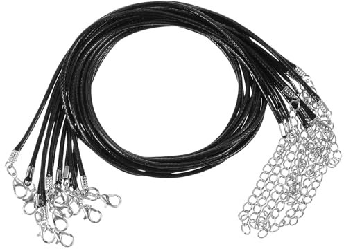 Cordón de cuero para collar, 10 unidades, cuerda encerada para colgantes, cierre de pinza de langosta para joyería, collares, pulseras, cuentas y abalorios (2 mm, 50 cm)
