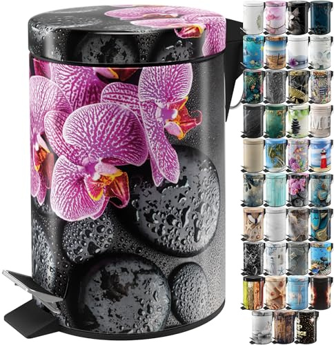 Sanilo Poubelle de Salle de Bain 3L avec système d’abaissement automatique, Nombreuses nouvelles Poubelles à Cosmétiques au choix, Poubelle avec seau intérieur (Madeira)