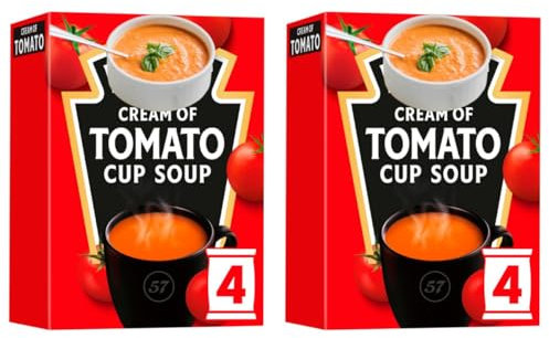 Cream of Tomato Cup Soup, 4 x 22g, Pack of 2, Low Fat, Vegetarian, No Added MSG