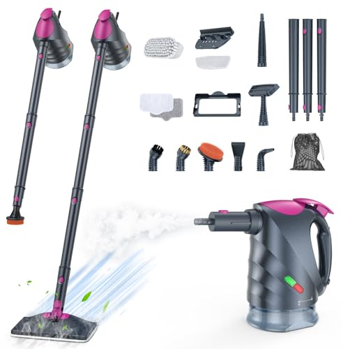 ScrubWiz Pulitore a vapore 10 in 1, scopa a vapore e pulitore a vapore portatile rimovibile con serbatoio d'acqua da 320 ml, riscaldamento rapido 10 secondi, vapore portatile per cucina, pavimento