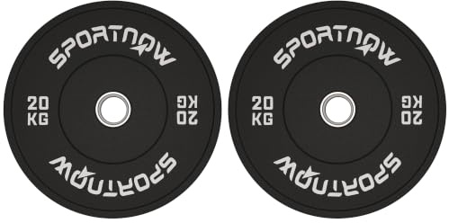 SPORTNOW 2er-Set Hantelgewichte, 2 x 20kg Gewichtsscheiben, Hantelscheiben-Set für 5 cm Hantelstange mit Ø 50 mm Bohrung, Schwarz