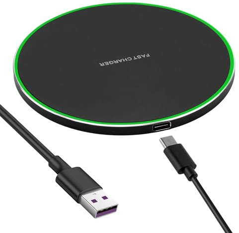 35W Kabelloses Ladegerät Schnellladung, Wireless Charger Pad mit USB-C, Induktionsladegerät Qi, Wireless Ladestation Kompatibel mit iPhone 17 16, Galaxy S23 S22 S21 S20 Note, Huawei, LG, Pixel, Pods