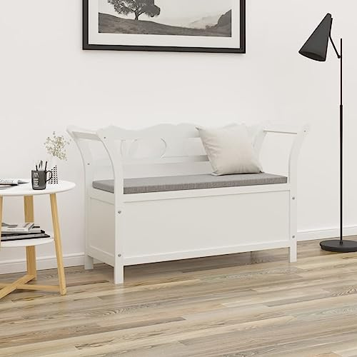 Plumbpyr Panca bianca in legno di abete massello 107 x 45 x 75,5 cm con schienale e braccioli, panchina aperta per ingresso e spogliatoio, panca resistente e minimalista