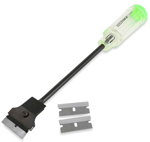 OEMTOOLS 25500 Razor Blade Scraper Tool With Extended Sure-Grip Handle, Glass, Paint, Sticker Scraper And Electric Stove Top Cleaner Tool, 11.5 Long Reach, Includes Razor Blades