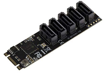 KALEA-INFORMATIQUE M.2 (M2 NGFF) Controller-Karte, Typ PCIe M oder B+M Key 5 SATA 3.0 6Gbps Port mit Chipsatz JMB585