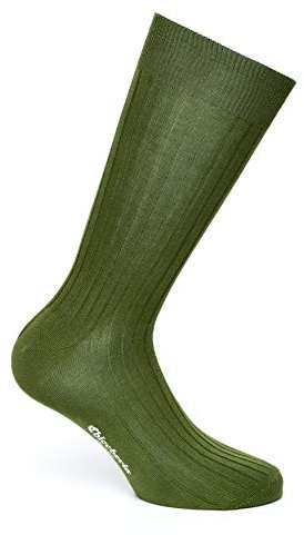 Chiccheria Brand Milano Premium Herren Socken/Business-Socken/Bunte Socken aus Baumwolle, Olivgrün, Made in Italy by Bresciani (XL (45-46))
