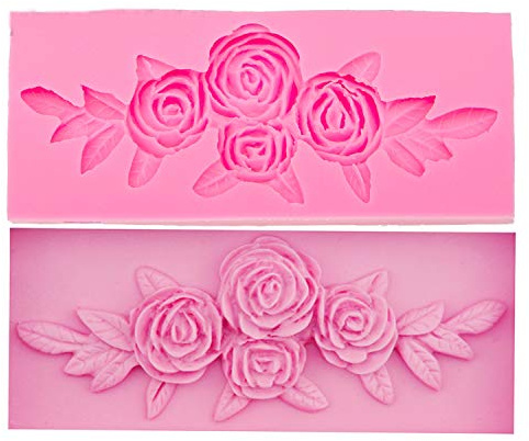1pc Cute Lovely Rose Flower Garland Form Silicone Mold for DIY Soap Mould Desserts Cupcake Cake Topper Decoration Ice Cube Candy Jelly Shots Gum Paste Chocolate Fondant Mold Handmade Ice Cream