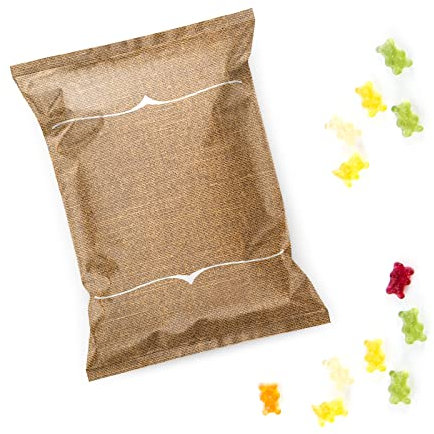 Logbuch-Verlag 25 kleine Süßigkeiten Fruchtgummi Give-Away beige Adventskalender Tischkarte für Feste Gäste Kunden 7 x 9 cm