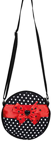 Karnevalsmanufaktur Tasche 60er schwarz/weiß gepunktet mit roter Schleife Rockabilly