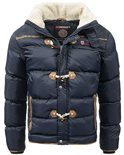 Geographical Norway Chaqueta acolchada para hombre, de invierno, S - 7XL – Anorak cálido y forrado - Chaqueta de exterior para el invierno/otoño en pack con gorro UD, L