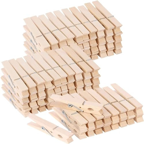 50x Pinces à Linge en Bois Naturel, Grandes Pinces pour étendre Le Linge et pour travaux créatifs et Bricolage