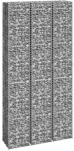 WIFESE 3 Stück 30x30x200 cm Gabionen Hochbeete Steinkorb Gabione Gabionenwand Gartenzaun Gabionenkorb Gabionen Zaun Gabionensäule Pflanzenwand Steingabionen Gabionenkörbe Eisen