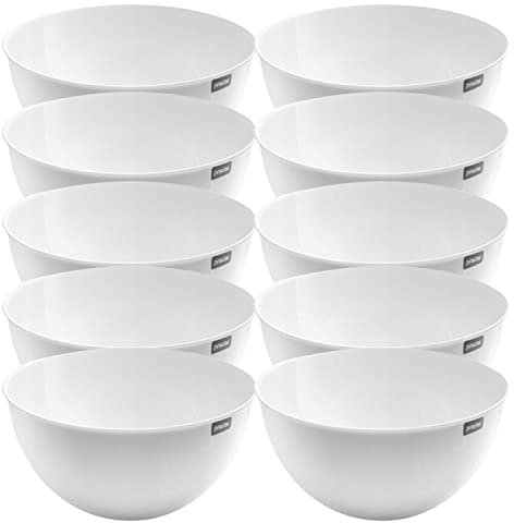 10x Juego Cuencos de Plástico 500 ml Ø12,5 cm, Tazones Redondos para Cerealuencos de Cereales, Ultraresistente a las Caidas | para Sopa, Cena, Palomitas, Ensalada, Aperitivos – Blanco