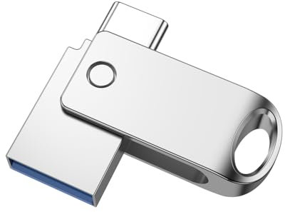 1 Stück USB C 128GB USB Stick 2.0 Mini USB-Stick Typ C 2 in 1 Speicherstick OTG Sticks Metall Wasserdichtes Flash Laufwerk für Handy Mac OS Android Linux Windows 7/8/10/11 Silber