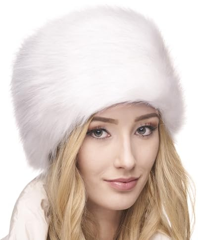 Futrzane Classic Cappello Cosacco - Colbacco Pelo Donna di Pelliccia Sintetica (XS, Bianco Classic)
