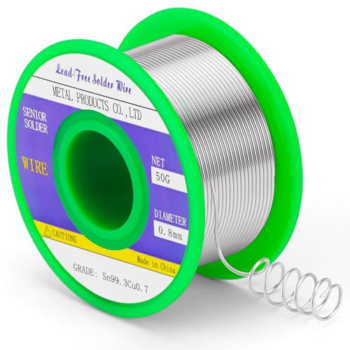 Gruiqrd Lötdraht 0.8mm Bleifreier, Entkernt Lötzinn Kolophonium Niedrigschmelzender Kern Sn99,3 Cu0,7 Lötdraht Bleibedrahtet (50g)