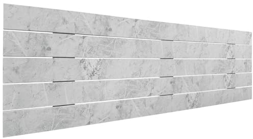 DHOME Sänggavel i Återvunnet MDF-Trä Horisontell Pallstil Pallbädd Inkluderar Beslag (160x46 Palet 5, Marmorfinish)