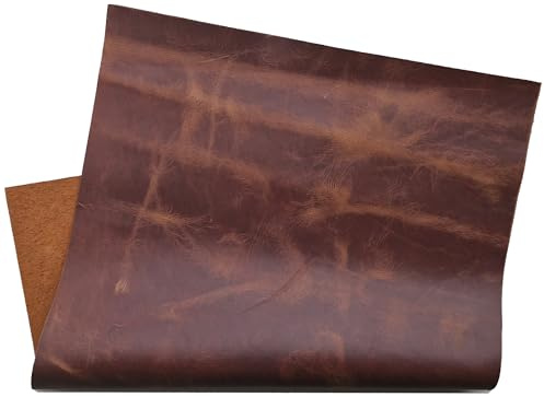 HAPPER STUDIO kohud 1,7 mm tjock pull-up galen häst läder. Äkta läderblad för hantverk (1, brun whisky 1,7 mm, A3 (297 x 420 mm))