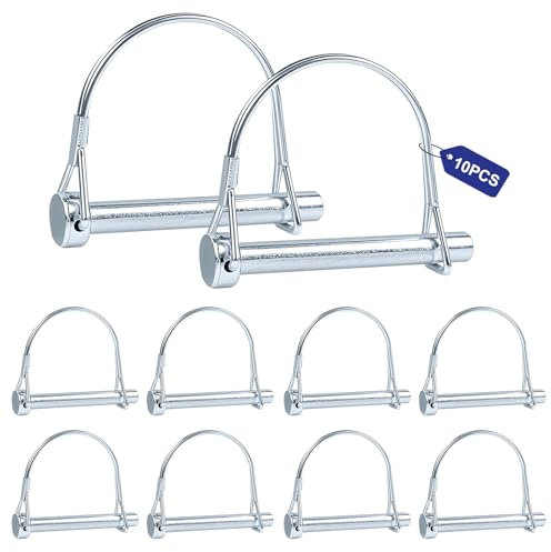 MIGUBIGU 10 Pièces Goupille de Verrouillage Forme D 8 x 65 mm, Goupille Agricole en Acier Carbone, Axe de Verrouillage pour Remorques de Ferme, Wagons, Pelouse, Jardin, Agriculture