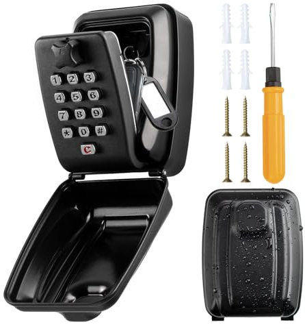 Tuocal Boite a Clefs Securisee Exterieur, Grande Boite a Cle Murale avec Code 12 Boite a Clef Étanche et Antirouille Chiffres Boite à Clé Sécurisée Coffre a Clef Murale pour Maison Usine Garage