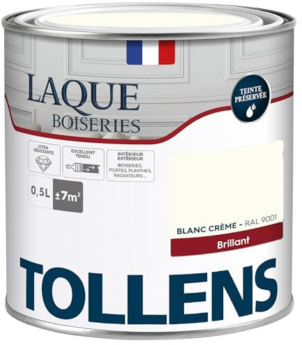 Tollens - Peinture, Laque, Ultra Résistante, Multisupport, Brillant, Blanc Crème, 2L = 28m2