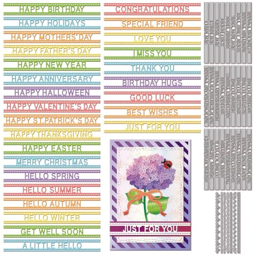 GLOBLELAND Blessing Words Cutting Dies for Card Making Metal Holiday Greetings Cut Dies Lace Die Cuts for DIY Scrapbooking Embossing Photo Album Craft Decor