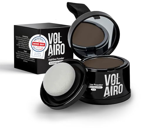 Volairo poudre retouche racines – brun foncé – 4 g – correcteur pour repousses visibles, cheveux gris et zones clairsemées – maquillage résistant à l’eau – pour femmes et hommes