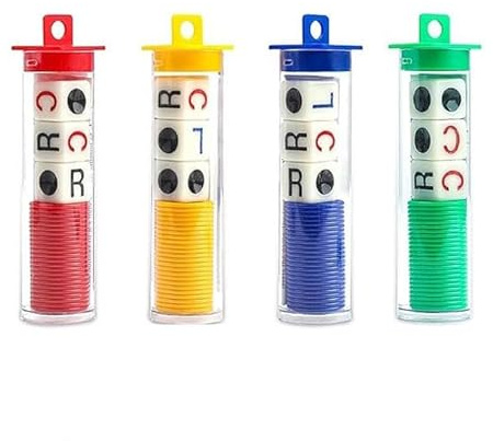 Flosfjylo 4 Tubes Left Right Center Dice Game, 4 Color Interactive 6 Sided Round Corner Dice Set Fun Games with 12 Dices + 96 Chips for Family Camping Game，dice games