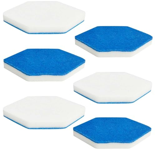 CDDCWZ Paquete de 6 repuestos para fregona de baño y bañera, Forma Hexagonal, compatibles con la Esponja multisuperficie Vileda Bath Magic, para la Limpieza del baño (Azul y Blanco)