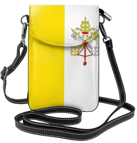 QAZWZML Cartera pequeña cruzada para teléfono con la bandera del Vaticano con tapa abatible, perfecta para ir de compras, viajes y uso diario.