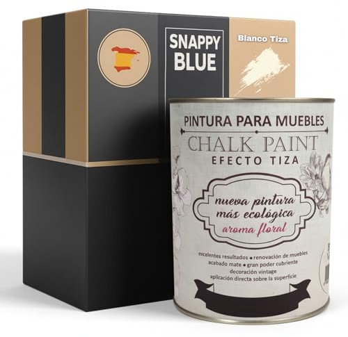 Snappy blue Pintura a la Tiza para Muebles sin lijar BLANCO TIZA 250ML, Pintura Chalk Paint Efecto Tiza Ideal para restauración y decoración de muebles