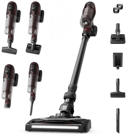 Rowenta X-PERT 6.80 - Aspirateur Balai sans Fil - Bordeaux | Aspirateur balai sans fil pour sols et textiles - Autonomie 60 minutes - Tête LED - Mini-électrobrosse pour poils animaux