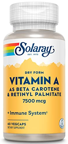 SOLARAY Dry Form Vitamin A - Vitamin A as 60% Beta Carotene and 40% Retinyl Palmitate with Carrot Powder - Eyes, Antioxidant Activity, and Immune System Support - 60 Servings, 60 VegCaps