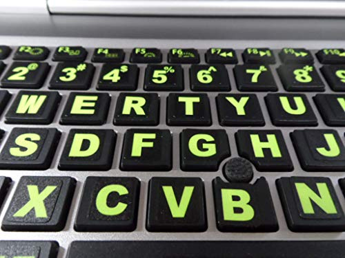 Keyboard Stickers 194 piece Set with Big Luminescent Extra Large Symbols. 3 Yr. Warranty. Will Not Wear or Fade. U.S. English Laptop & PC. Also Includes Pocket/Purse Magnifier, USB LED & Tweesers.