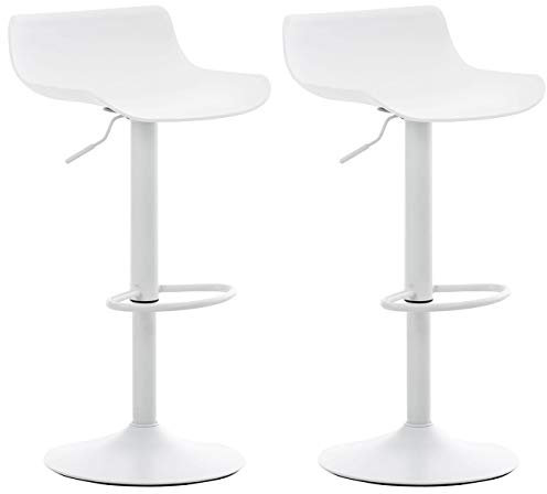 CLP 2er Set Barhocker Aveiro Mit Kunststoffsitz I Tresenstuhl Höhenverstellbar I Thekenhocker Mit Trompetenfuß, Farbe:weiß