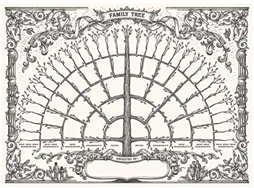 Gmuret 5 génération Arbre généalogique Tableau à remplir, Tableau chronologique Vintage Wall Art Ascendance généalogie Toile Affiche Impression décor